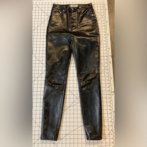 Free People We The Free Women’s Size 26 Black Phoenix Coated Button Fly Pants